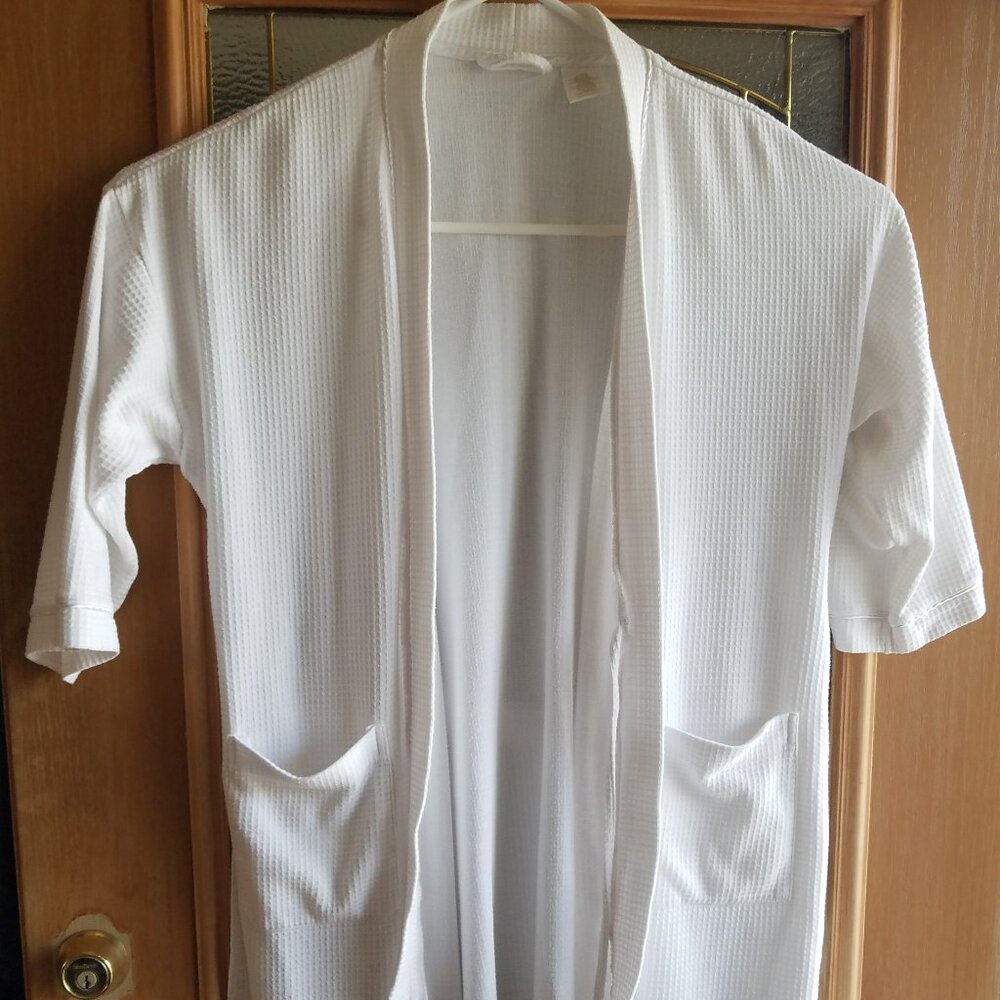 Secret Treasures Sleepware White Kimono 2 Pocket Cotton Blend Robe (L 12-14)